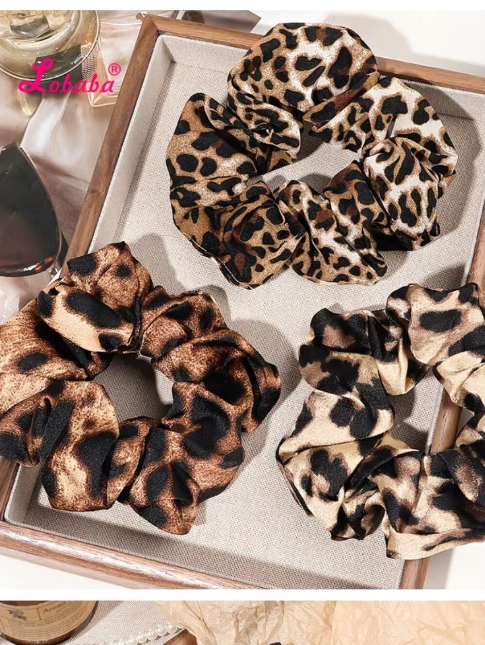 3$ Add On⭐ LOBABA 3pcs Set of Leopard Print Scrunchies